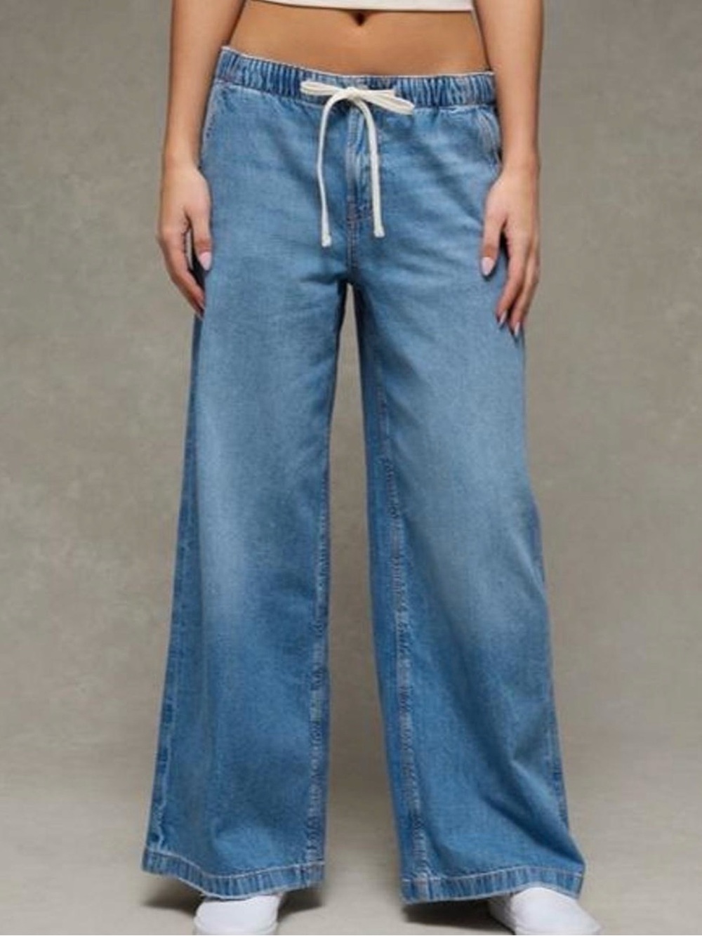 American Eagle Wide Leg Drawstring Jeans for Women - Large